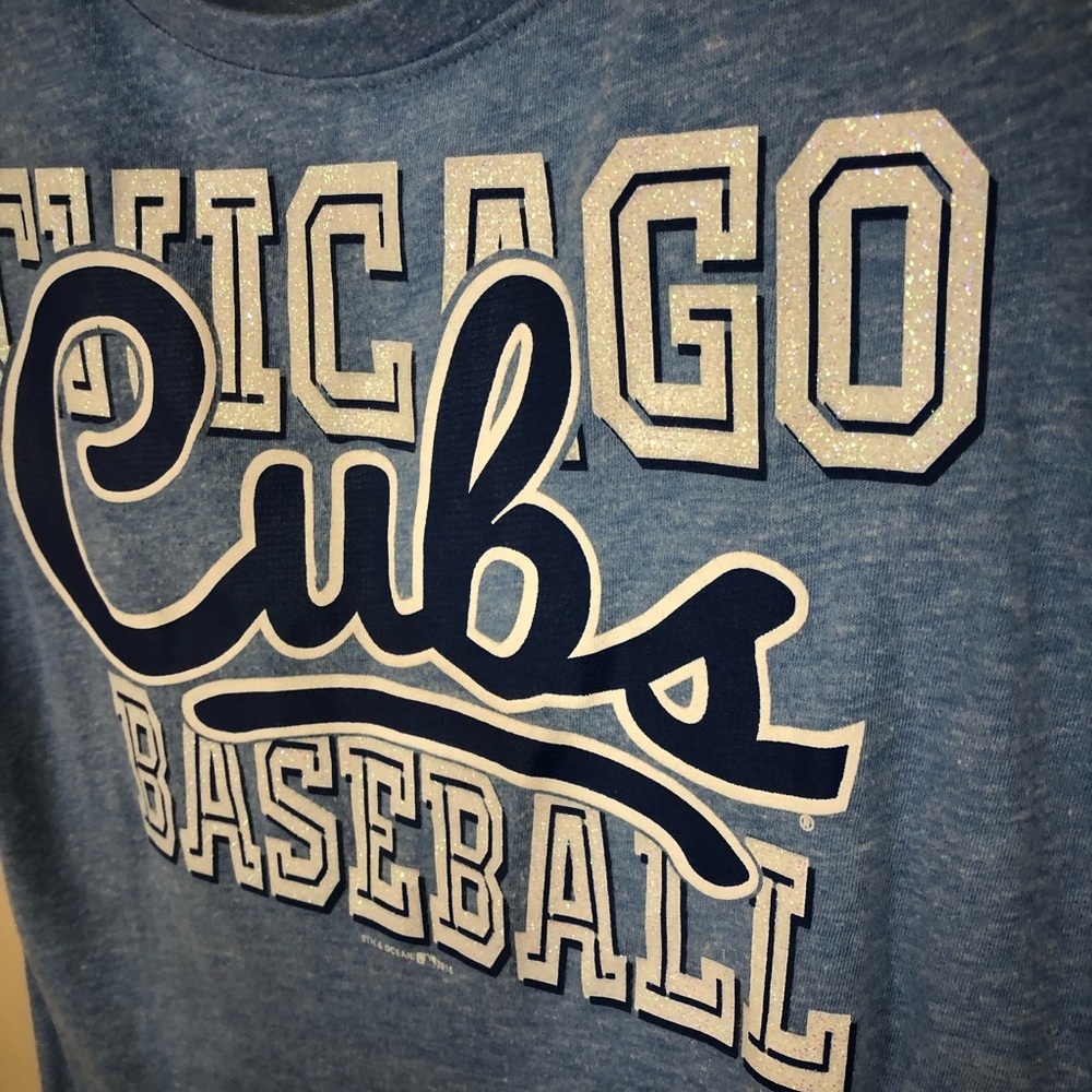 Chicago Cubs MLB Baseball Tee Shirt sz S Sparkle - Picture 4 of 5